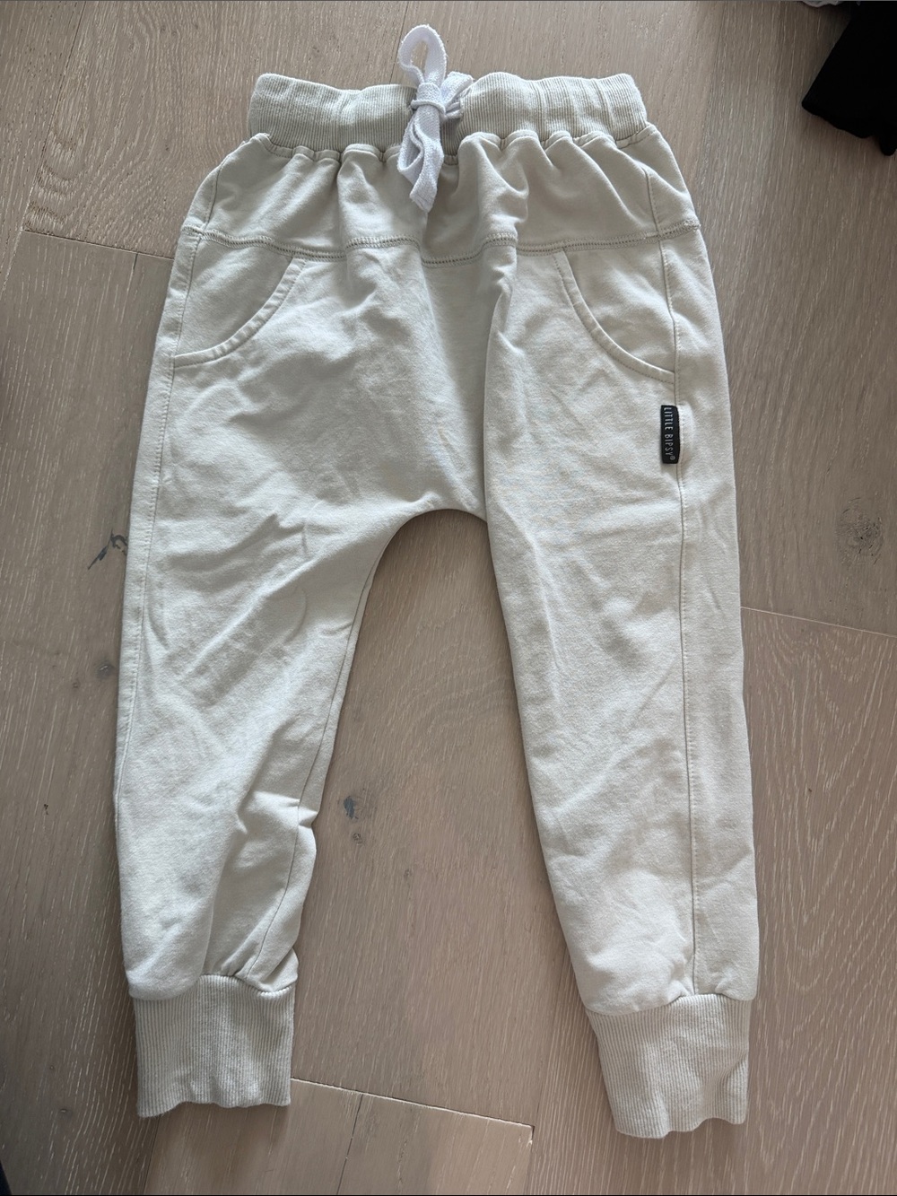 Little Bipsy Cream Jogger Sweatpants with Drawstring